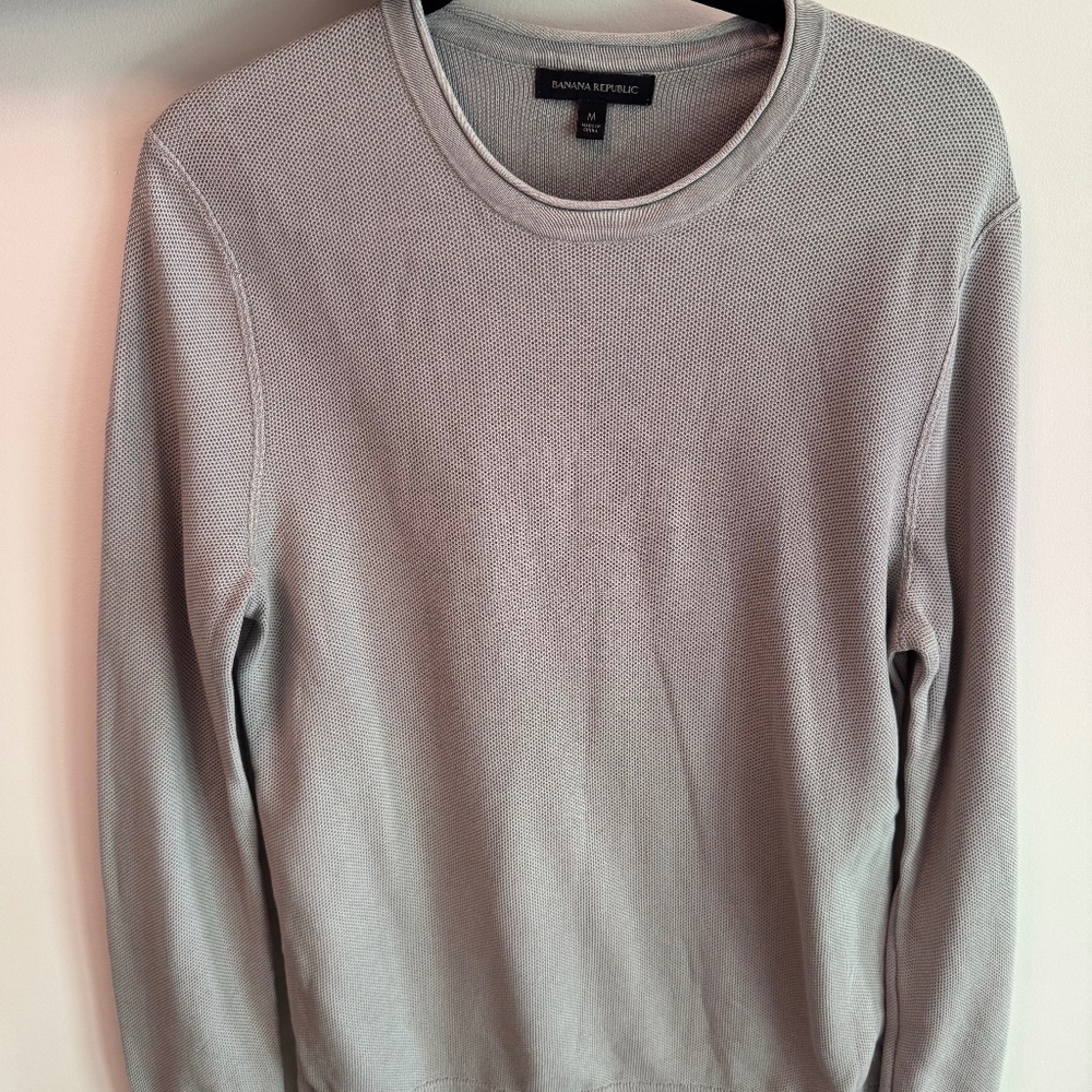Banana Republic Men's Textured Sweater | Light Gray | Size Medium | Crew Neck